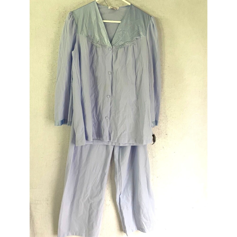 Vanity Fair 2pc pajama set sz M Women's Blue Vintage USA made pants top
